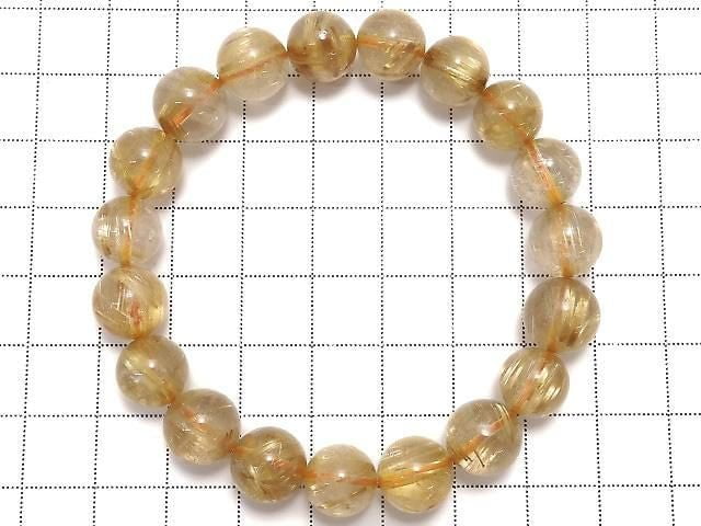 [Video][One of a kind] Rutilated Quartz AAA- Round 10mm Bracelet NO.7
