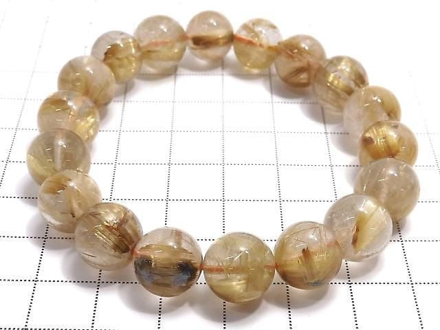 [Video][One of a kind] Rutilated Quartz AAA- Round 11mm Bracelet NO.11
