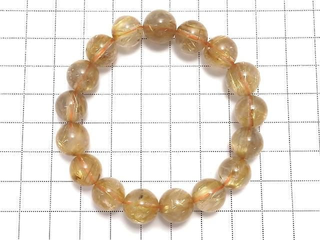 [Video][One of a kind] Rutilated Quartz AAA- Round 11mm Bracelet NO.12