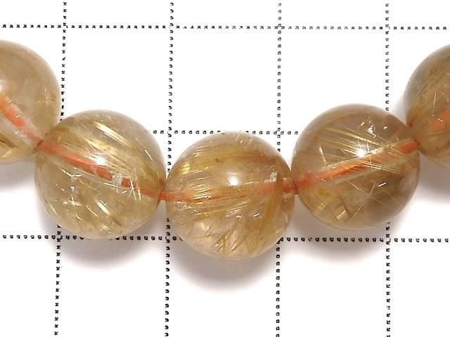 [Video][One of a kind] Rutilated Quartz AAA- Round 11mm Bracelet NO.12