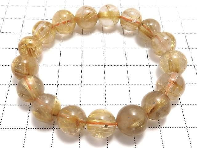 [Video][One of a kind] Rutilated Quartz AAA- Round 11mm Bracelet NO.12