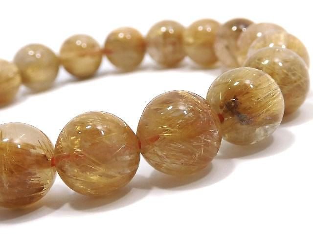 [Video][One of a kind] Rutilated Quartz AAA- Round 11mm Bracelet NO.13