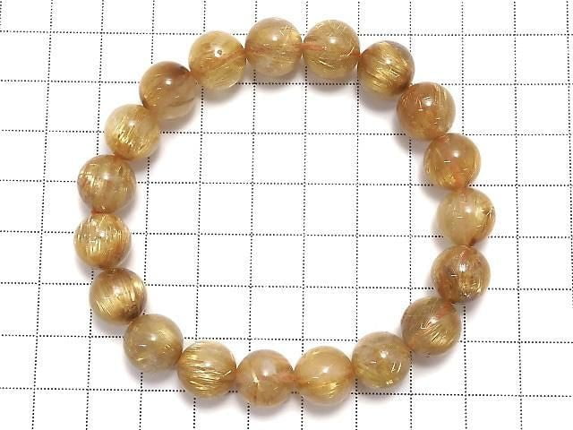 [Video][One of a kind] Rutilated Quartz AAA- Round 11mm Bracelet NO.13