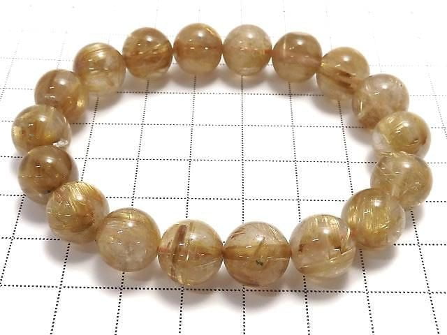 [Video][One of a kind] Rutilated Quartz AAA- Round 11mm Bracelet NO.14