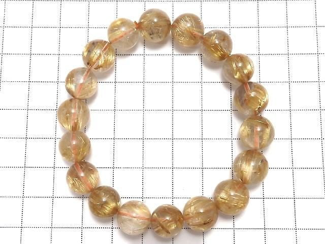 [Video][One of a kind] Rutilated Quartz AAA- Round 11mm Bracelet NO.15