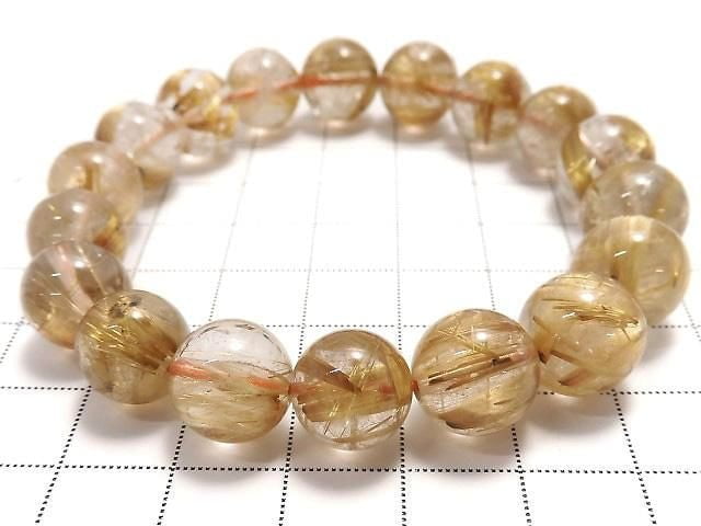 [Video][One of a kind] Rutilated Quartz AAA- Round 11mm Bracelet NO.15