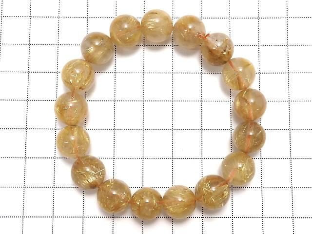 [Video][One of a kind] Rutilated Quartz AAA- Round 11mm Bracelet NO.16