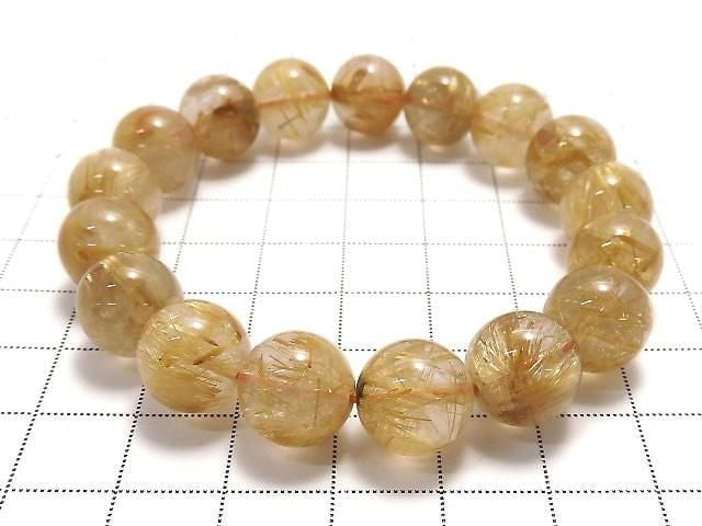 [Video][One of a kind] Rutilated Quartz AAA- Round 11mm Bracelet NO.16