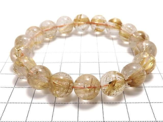 [Video][One of a kind] Rutilated Quartz AAA- Round 11.5mm Bracelet NO.17