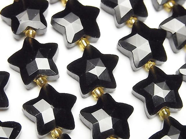 [Video] Black Obsidian Faceted Star 14x14mm half or 1strand beads (aprx. 14 inches/34 cm)
