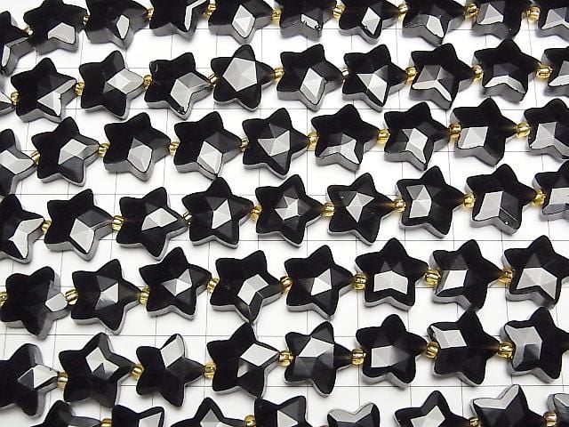 [Video] Black Obsidian Faceted Star 14x14mm half or 1strand beads (aprx. 14 inches/34 cm)