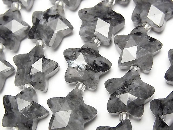 [Video] Larvikite Faceted Star 14x14mm half or 1strand beads (aprx. 14inch/34cm)