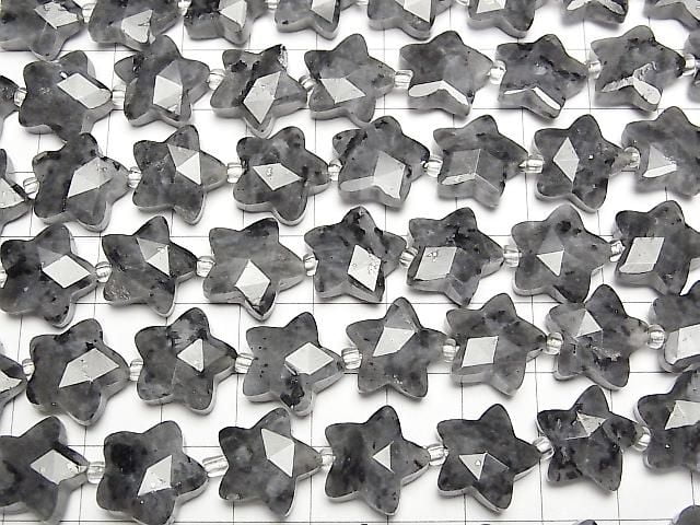 [Video] Larvikite Faceted Star 14x14mm half or 1strand beads (aprx. 14inch/34cm)