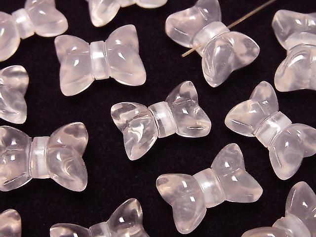 [Video] Rose Quartz AAA Ribbon Motif 10x14mm [Vertical Hole] 1pc