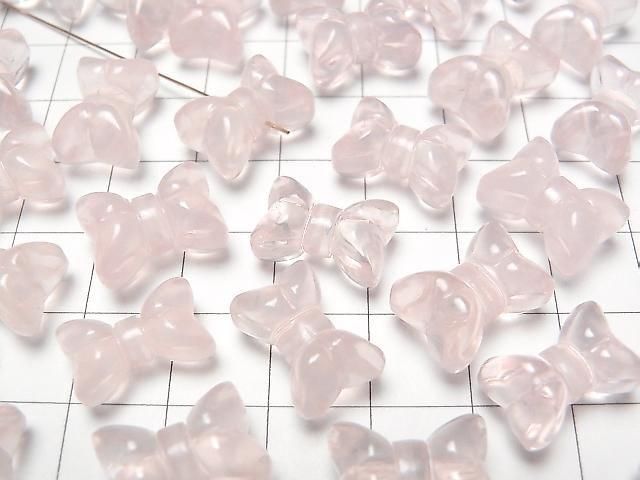 [Video] Rose Quartz AAA Ribbon Motif 10x14mm [Vertical Hole] 1pc