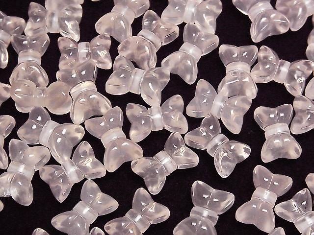 [Video] Rose Quartz AAA Ribbon Motif 10x14mm [Vertical Hole] 1pc