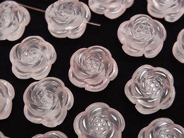 [Video] Rose Quartz AAA Flower Motif 14mm [Drilled Hole] 1pc