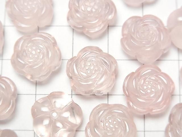 [Video] Rose Quartz AAA Flower Motif 14mm [Drilled Hole] 1pc