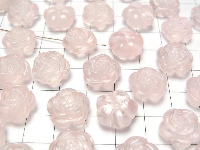 [Video] Rose Quartz AAA Flower Motif 14mm [Drilled Hole] 1pc