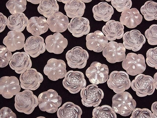 [Video] Rose Quartz AAA Flower Motif 14mm [Drilled Hole] 1pc