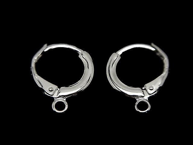 Silver925 Hoop Earrings with Jump Ring 12mm Rhodium Plated 1 Pair