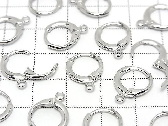 Silver 925 Ring Hoop Earrings 12mm Rhodium Plated 1 Pair