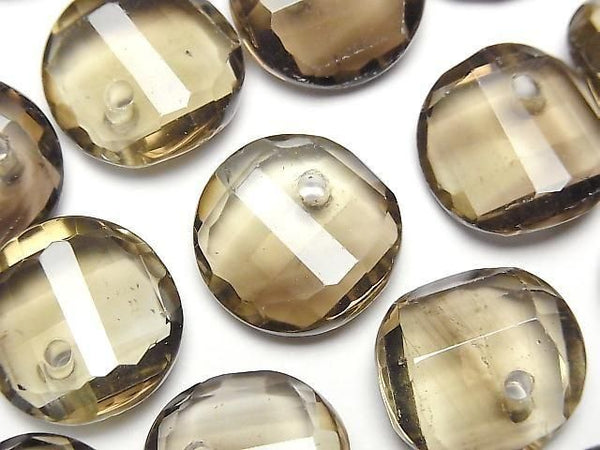 [Video]Lemon x Smoky Quartz AAA- Twist x Multiple Facets Faceted Coin [14mm][16mm][18mm] 5pcs