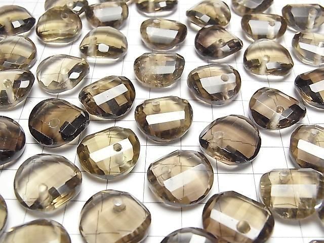 [Video]Lemon x Smoky Quartz AAA- Twist x Multiple Facets Faceted Coin [14mm][16mm][18mm] 5pcs