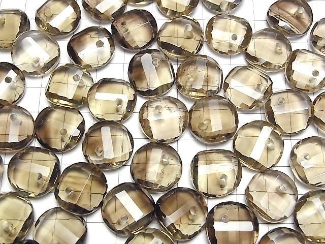 [Video]Lemon x Smoky Quartz AAA- Twist x Multiple Facets Faceted Coin [14mm][16mm][18mm] 5pcs