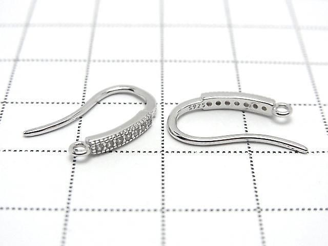 Silver 925 Earwire (with CZ) 18x10mm Rhodium Plated 1 pair (2 pieces)
