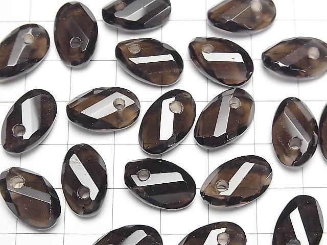 [Video] Smoky Quartz AAA- Twist x Multiple Facets Faceted Oval [16x10][19x12] [Dark color] 5pcs