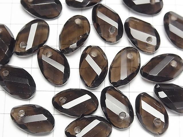 [Video] Smoky Quartz AAA- Twist x Multiple Facets Faceted Oval [16x10][19x12] [Dark color] 5pcs