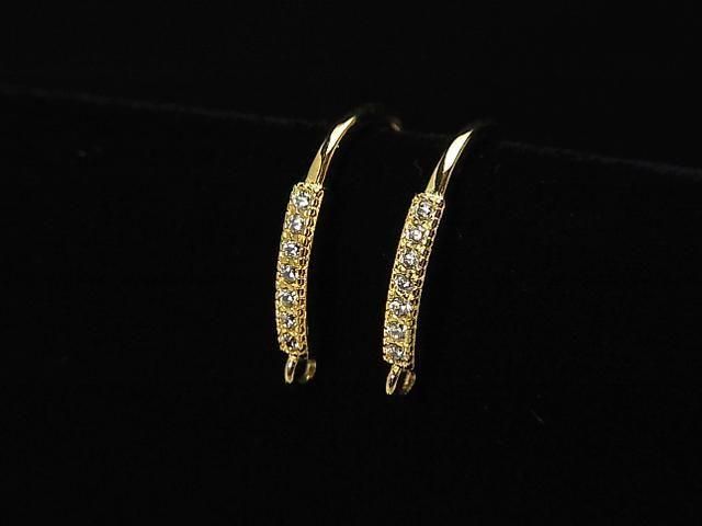 Silver 925 Earwire (with CZ) 18x10mm 18KGP 1 pair (2 pieces)