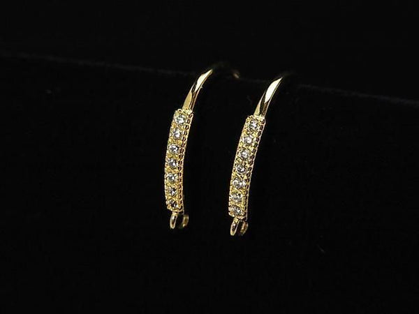 Silver925 Earwire (with CZ) 18x10mm 18KGP 1 pair (2 pieces)