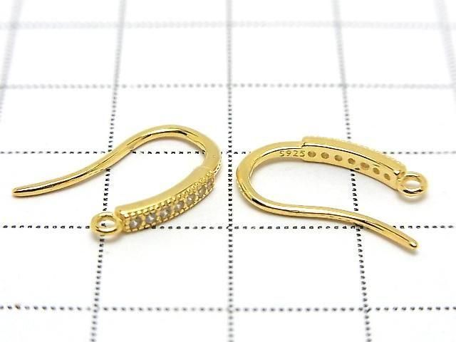 Silver 925 Earwire (with CZ) 18x10mm 18KGP 1 pair (2 pieces)