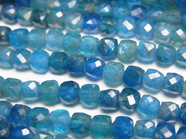 [Video] High Quality! Apatite AAA- Cube Shape 4x4x4mm half or 1strand beads (aprx.15inch/36cm)