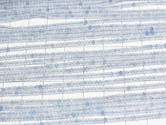 [Video]High Quality! Aquamarine AA Faceted Button Rondelle 2x2x1mm 1strand beads (aprx.15inch/37cm)