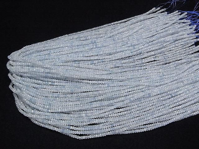 [Video]High Quality! Aquamarine AA Faceted Button Rondelle 2x2x1mm 1strand beads (aprx.15inch/37cm)