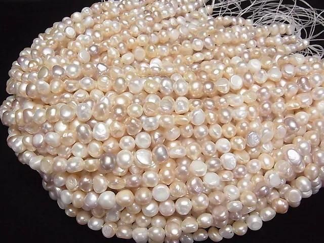 [Video] Fresh Water Pearl AA Potato-Baroque 8-9mm Natural Color Mix 1 Strand Beads (aprx. 14 inch/34 cm)