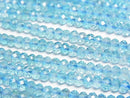 [Video] High Quality! Blue Topaz AAA- Faceted Button Rondelle 4x4x3mm 1strand beads (aprx. 15 inches/36 cm)