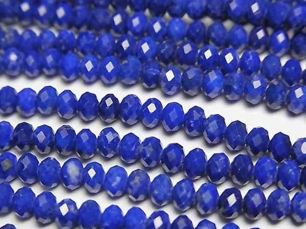 [Video] High Quality! Lapislazuli AAA- Faceted Button Rondelle 4x4x3mm 1strand beads (aprx.15inch/36cm)