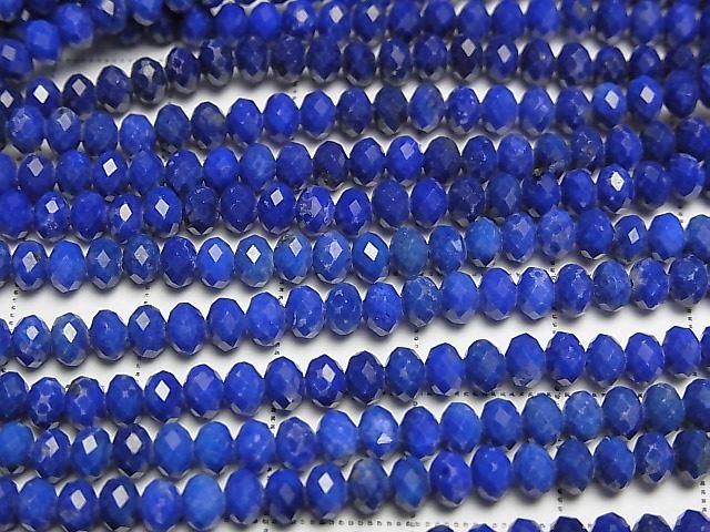 [Video] High Quality! Lapislazuli AAA- Faceted Button Rondelle 4x4x3mm 1strand beads (aprx.15inch/36cm)