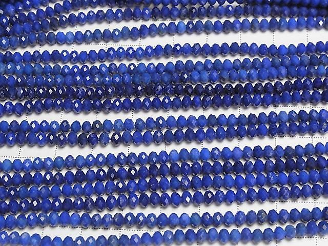 [Video] High Quality! Lapislazuli AAA- Faceted Button Rondelle 4x4x3mm 1strand beads (aprx.15inch/36cm)