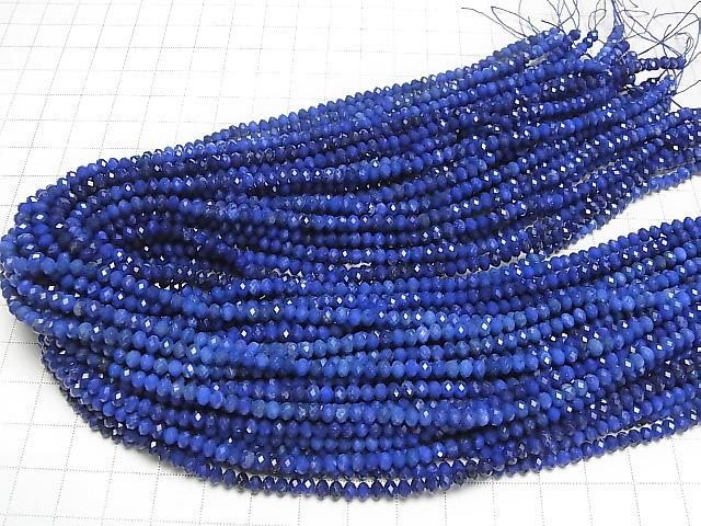 [Video] High Quality! Lapislazuli AAA- Faceted Button Rondelle 4x4x3mm 1strand beads (aprx.15inch/36cm)