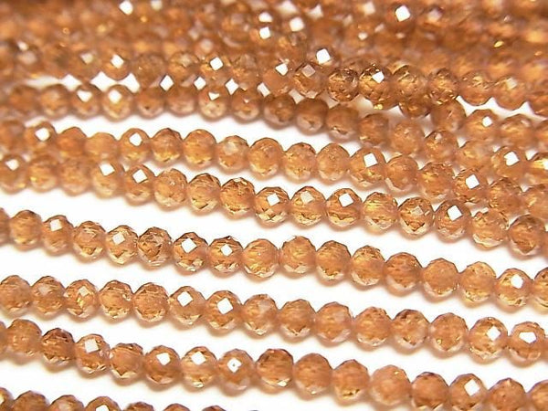 [Video]High Quality! Hessonite Garnet AAA Faceted Round 2.5mm 1strand beads (aprx.15inch/37cm)