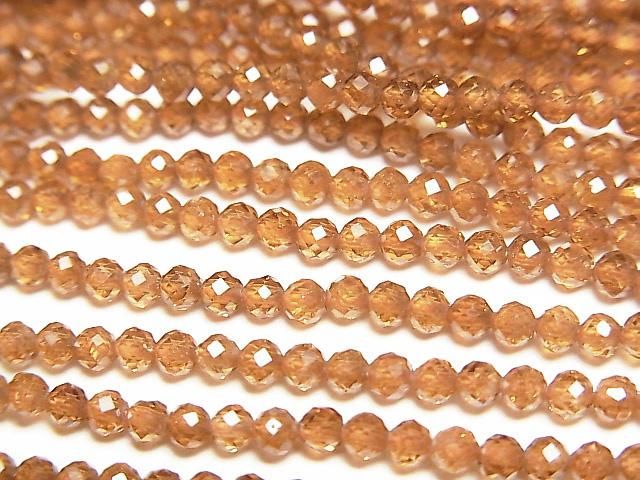 [Video]High Quality! Hessonite Garnet AAA Faceted Round 2.5mm 1strand beads (aprx.15inch/37cm)