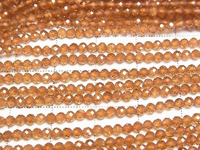 [Video]High Quality! Hessonite Garnet AAA Faceted Round 2.5mm 1strand beads (aprx.15inch/37cm)