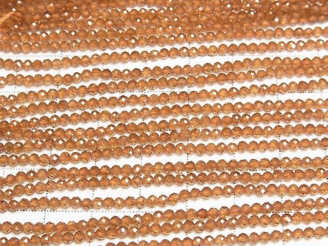 [Video]High Quality! Hessonite Garnet AAA Faceted Round 2.5mm 1strand beads (aprx.15inch/37cm)