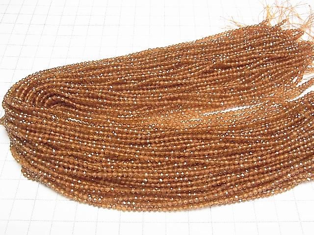 [Video]High Quality! Hessonite Garnet AAA Faceted Round 2.5mm 1strand beads (aprx.15inch/37cm)