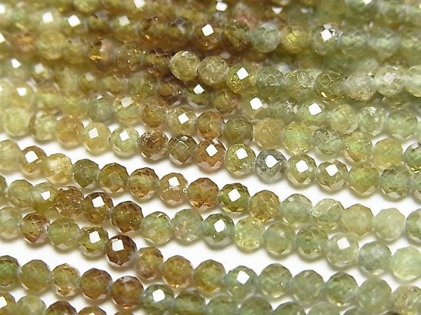 [Video] High Quality! Grossular Garnet AA++ Faceted Round 3mm Color Gradation 1strand beads (aprx. 15 inches/37 cm)